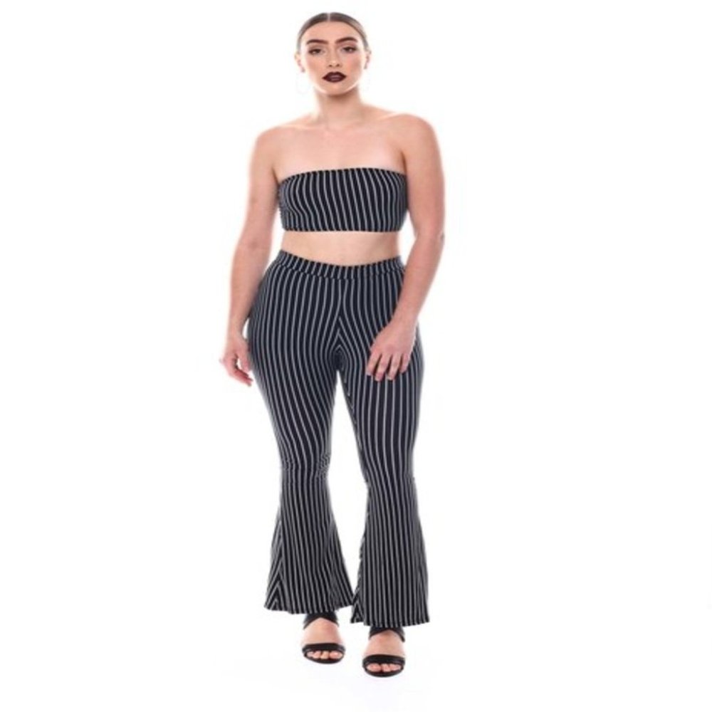 2pc Pin Stripe Tube Top w/Pin Stripe Pants Set, [Brand New]